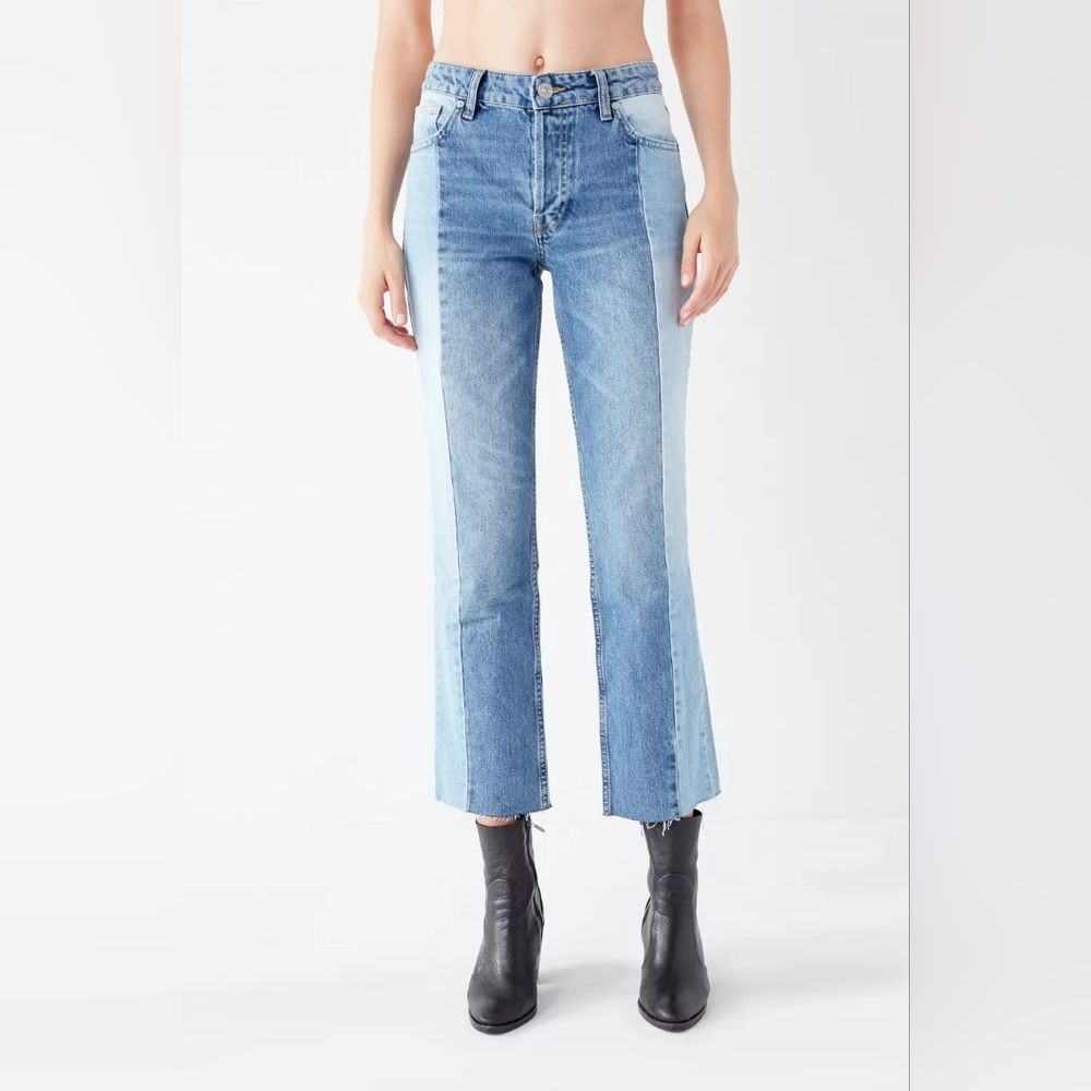 BDG Urban Outfitters Jessye Straight Leg Two Tone Spliced Denim Jeans 26 x 32